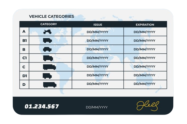 Drivers license back example
