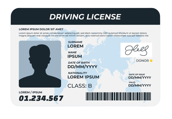 Drivers license front example